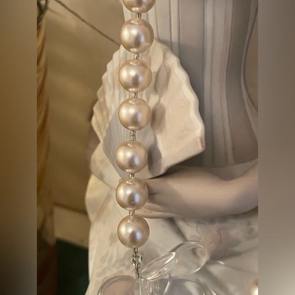 Artisan glass Cherry drops & faux pearls green glass leafs & flower 925 toggle - Picture 5 of 9